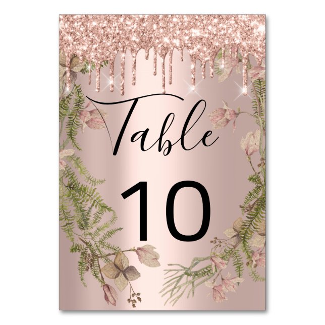 Tarjeta De Mesa Número de tabla Perforaciones negras Chispas Rosas (Reverso)