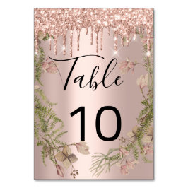 Tarjeta De Mesa Número de tabla Perforaciones negras Chispas Rosas