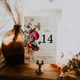 Tarjeta De Mesa Número de tabla personalizada de Floral de cosecha