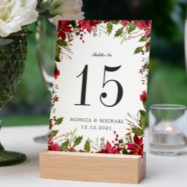 Tarjeta De Mesa Número de tabla personalizado de BODA de navidades
