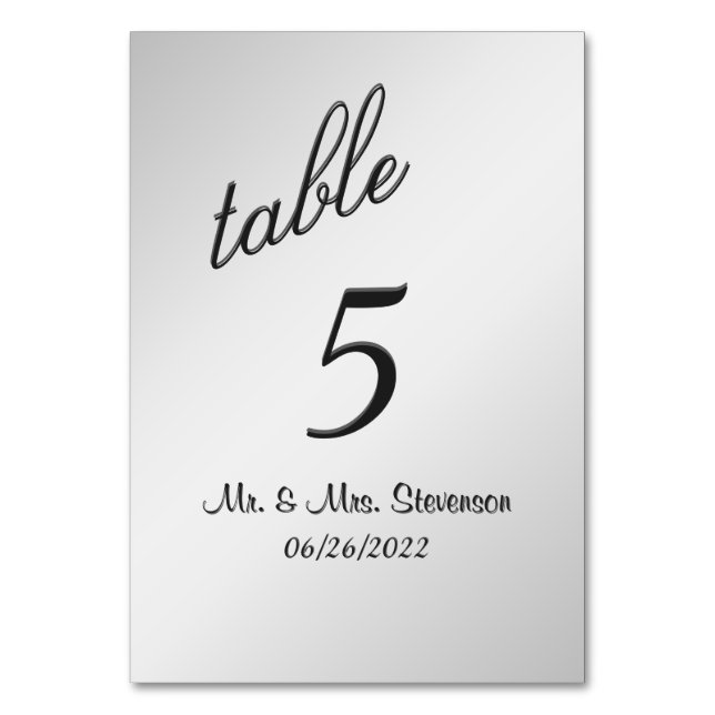 Tarjeta De Mesa Número de tabla plateado (Anverso)