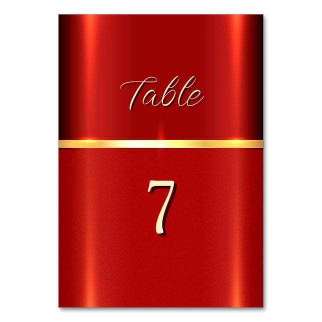 Tarjeta De Mesa Número de tabla roja simple (Anverso)