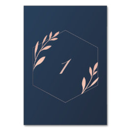 Tarjeta De Mesa Número de tabla rosa azul marino y Rubor