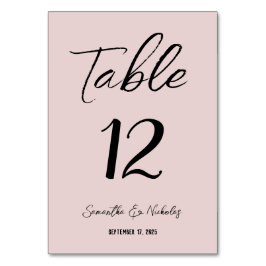 Tarjeta De Mesa Número de tabla rosa polvoriento minimalista