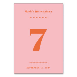 Tarjeta De Mesa Número de tabla rosada retro