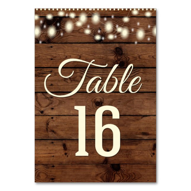 Tarjeta De Mesa Número de tabla rústico, número 16, 16 (Anverso)