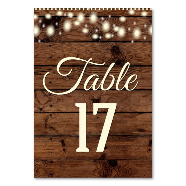 Tarjeta De Mesa Número de tabla rústico, número 17, 17 (Anverso)