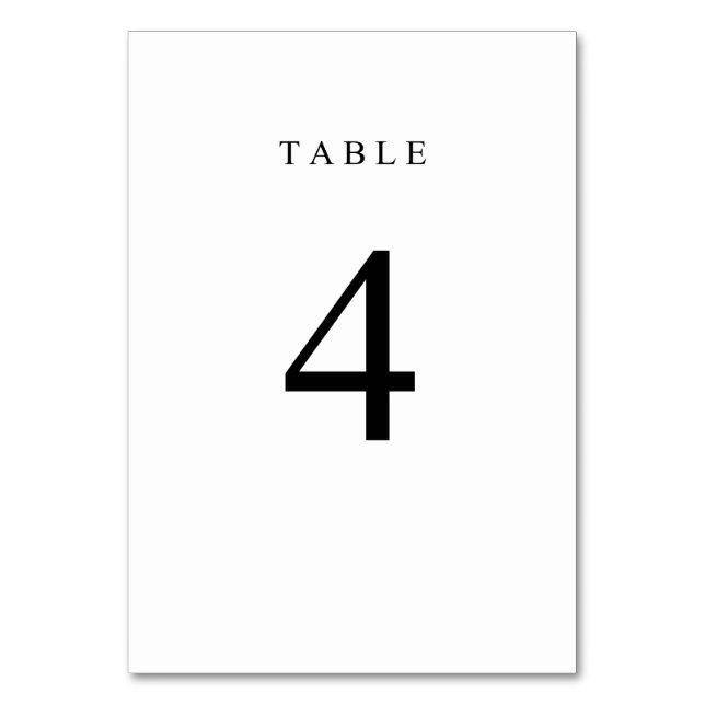 Tarjeta De Mesa Número de tabla simple - 4 (Anverso)