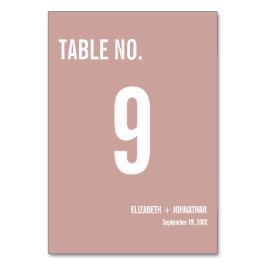Tarjeta De Mesa Número de tabla simple Boho Rosa tipografía Boda