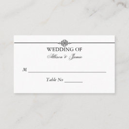 Tarjeta De Mesa Número de tabla simple de Boda blanco negro con cl