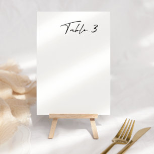 Tarjeta De Mesa Número de tabla simple de Boda moderno en blanco y