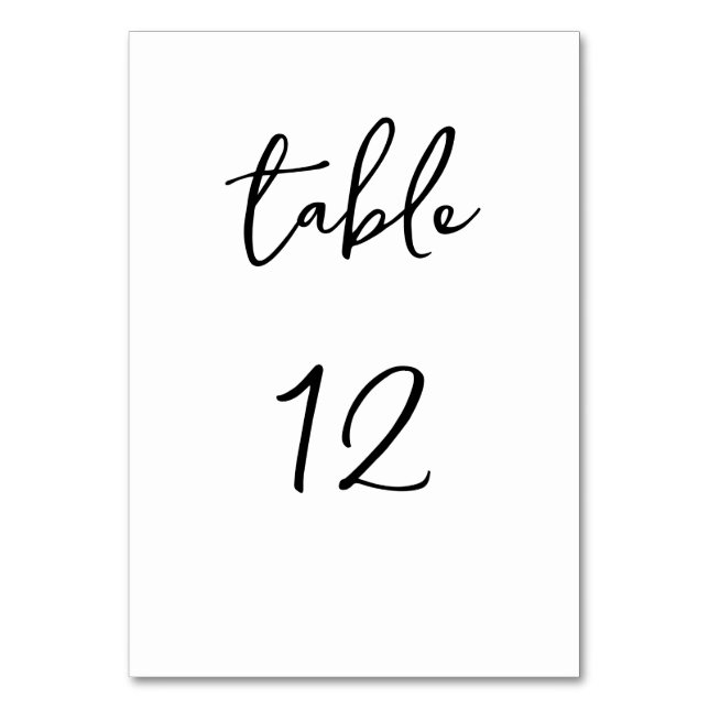 Tarjeta De Mesa Número de tabla simple de guiones en blanco y negr (Anverso)