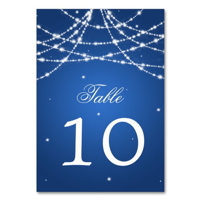 Tarjeta De Mesa Número de tabla Sparkling String Azul (Anverso)