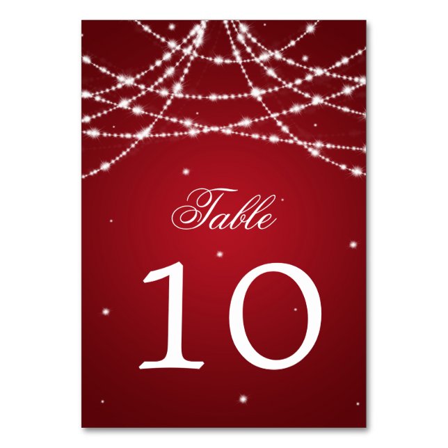 Tarjeta De Mesa Número de tabla Sparkling String Red (Anverso)