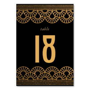 Tarjeta De Mesa Número de tabla temática de Gatsby Gold Art Deco