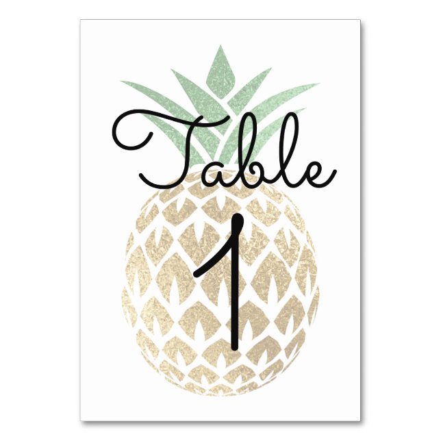 Tarjeta De Mesa Número de tabla tropical de piña de Aloha (Anverso)
