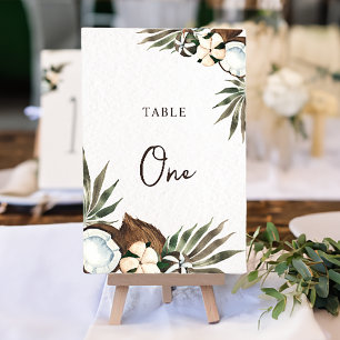 Tarjeta De Mesa Número de tabla Tropical Hawaiano Floral & Coconut
