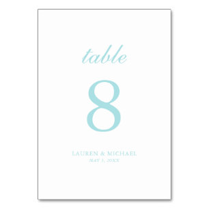 Tarjeta De Mesa Número De Tabla Turquesa Y Blanca