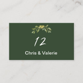 Tarjeta De Mesa Número de tabla verde oliva moderna