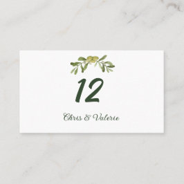 Tarjeta De Mesa Número de tabla verde oliva moderna