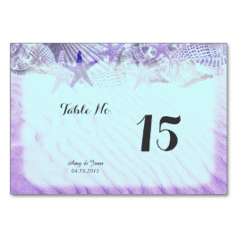 Tarjeta De Mesa Número de tablas de bodas en la playa de conchas m