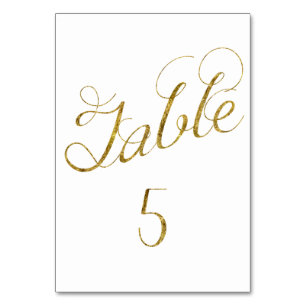 Tarjeta De Mesa Número del cuadro 5 del Glam dorado