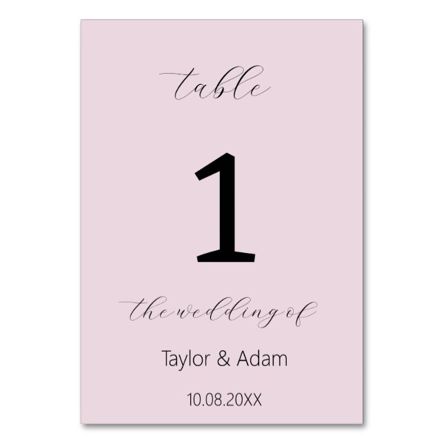 Tarjeta De Mesa Número elegante de la mesa de bodas (Reverso)
