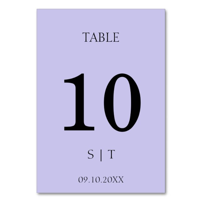 Tarjeta De Mesa Número elegante de la mesa de bodas (Anverso)