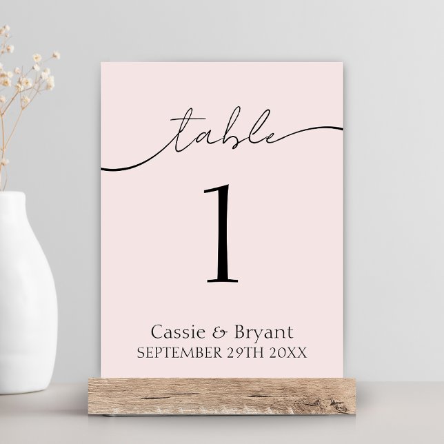 Tarjeta De Mesa Número mínimo de tabla de Boda rosa Rubor (Rustic Chic Blush Pink Wedding Table Number Cards)