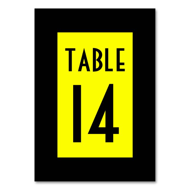 Tarjeta De Mesa Número negro y amarillo (Reverso)