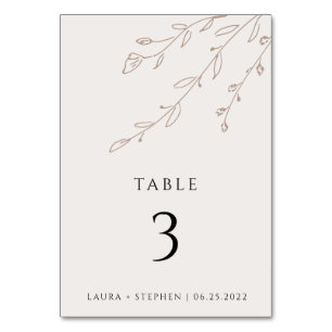 Tarjeta De Mesa Número simple de tabla editable por floral de colo