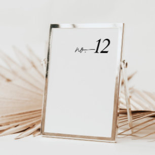 Tarjeta De Mesa Número simple de tabla Minimalista en blanco y neg