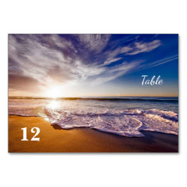 Tarjeta De Mesa Número tropical de la tabla de la boda de playa de