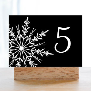 Tarjeta De Mesa Números blancos y negros de la tabla del invierno