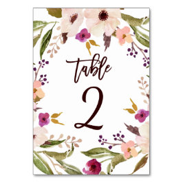 Tarjeta De Mesa Números capilares de la tabla de flor floral de Bo
