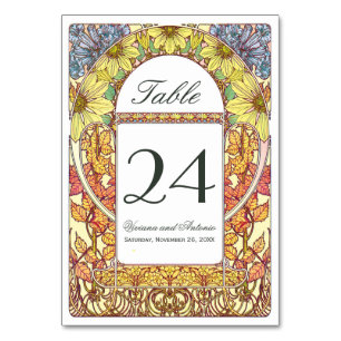 Tarjeta De Mesa Números coloridos de tabla de bodas venecianas