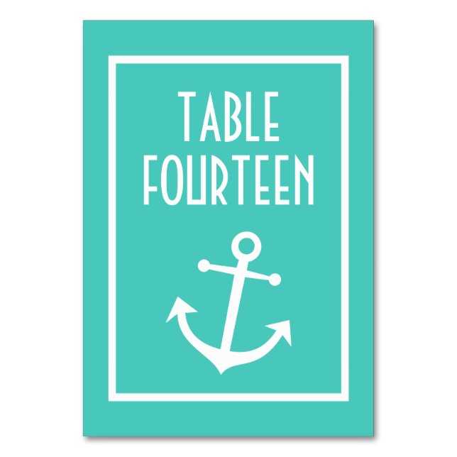 Tarjeta De Mesa Números de anclaje náutico (Verde azulado/blanco) (Anverso)