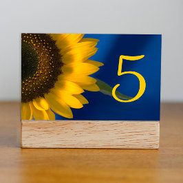 Tarjeta De Mesa Números de girasol en la mesa azul