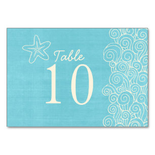 Tarjeta De Mesa Números de la mesa de bodas de la playa de los pec