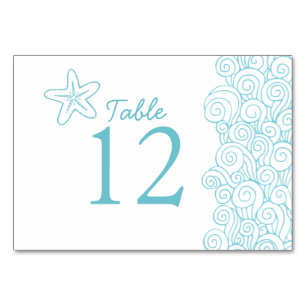 Tarjeta De Mesa Números de la mesa de bodas de la playa de los pec