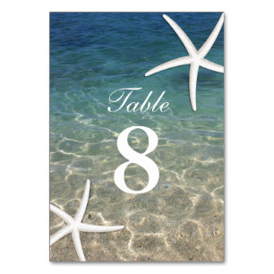 Tarjeta De Mesa Números de la mesa de bodas de la playa de verano