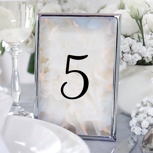 Tarjeta De Mesa Números de la tabla floral blanca (Subido por el creador)