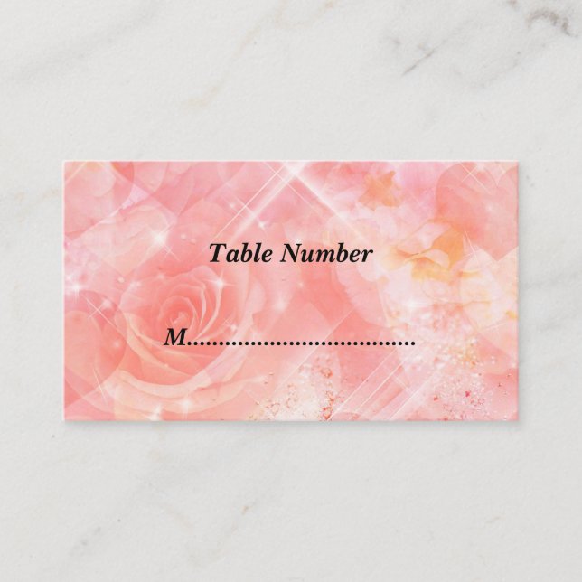 Tarjeta De Mesa Números de Mesa Flores Rosas (Anverso)
