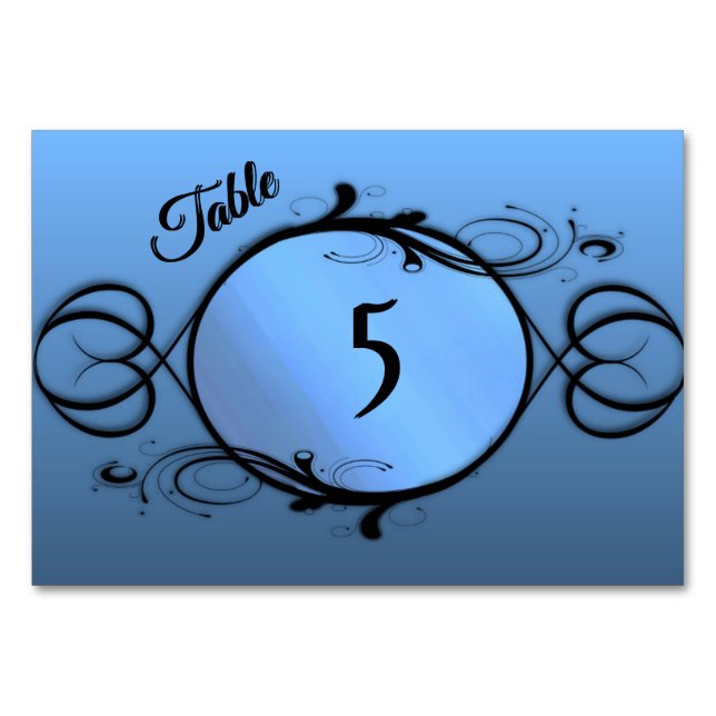 Tarjeta De Mesa Números de tabla azul horizontales (Anverso)