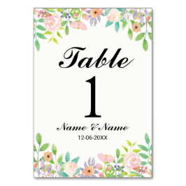 Tarjeta De Mesa Números de tabla Boda acuarela Floral elegante