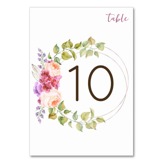 Tarjeta De Mesa Números de tabla boda con flores tropicales (Anverso)