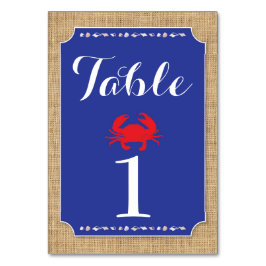Tarjeta De Mesa Números de tabla Boda Crab Boil Beach Burlap
