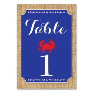 Tarjeta De Mesa Números de tabla Boda Crab Boil Beach Burlap