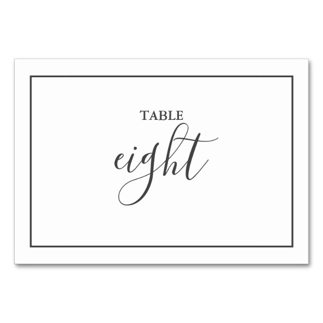 Tarjeta De Mesa Números de tabla Boda de elegancia simple (Anverso)