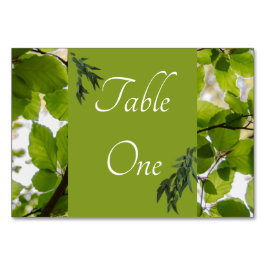 Tarjeta De Mesa Números de tabla Boda de hojas verdes horizontales